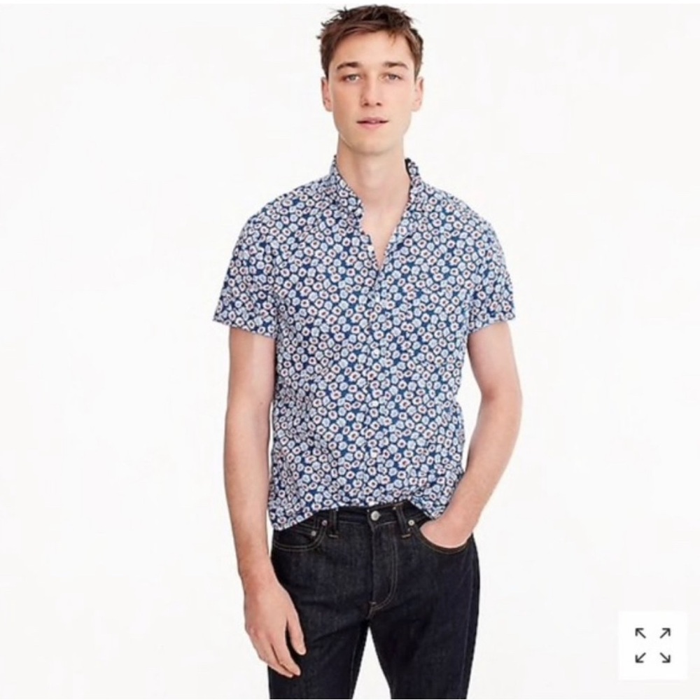J. Crew Short-sleeve Secret Wash organic cotton poplin shirt - Large - Picture 3 of 8